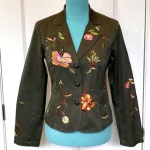 Embroidered Olive Blazer size 4